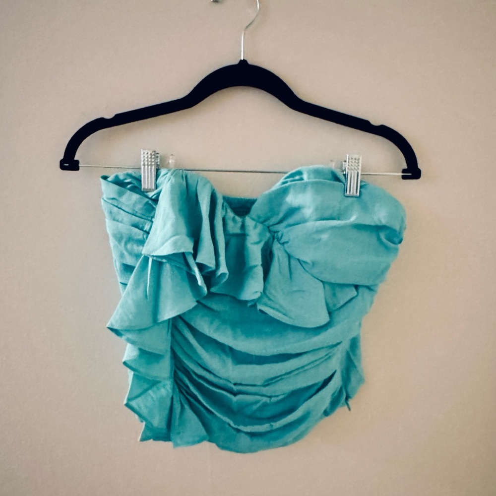 Do + Be Strapless Ruffled Top
